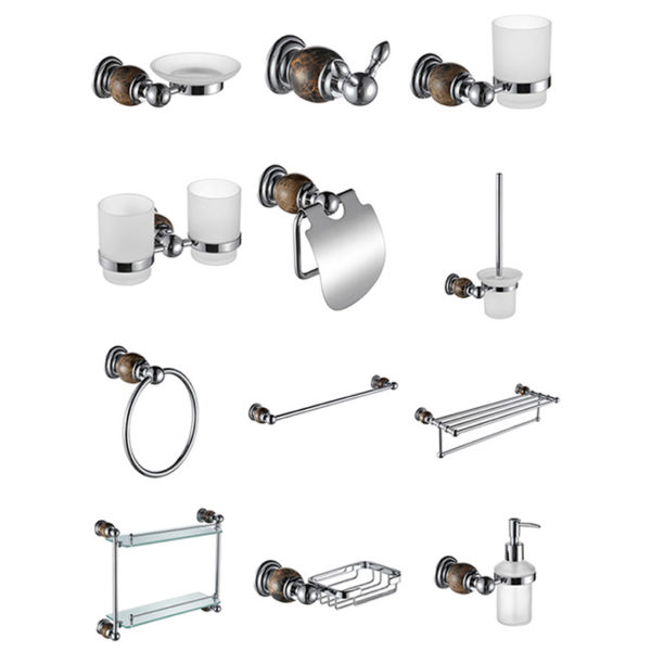 chrome plated round brass luxury bathroom accessories set