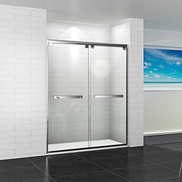 aluminum framed bathroom sliding glass shower door